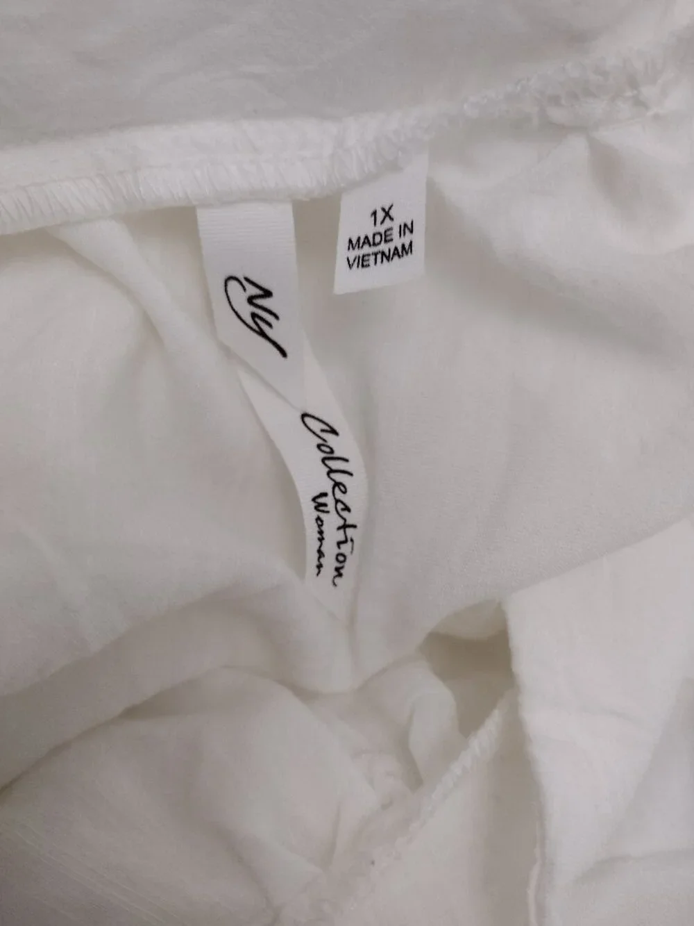 NY Collection White Maxi Dress 1X NWOT Puff Sleeve Tiered Boho Chic - Picture 4 of 8